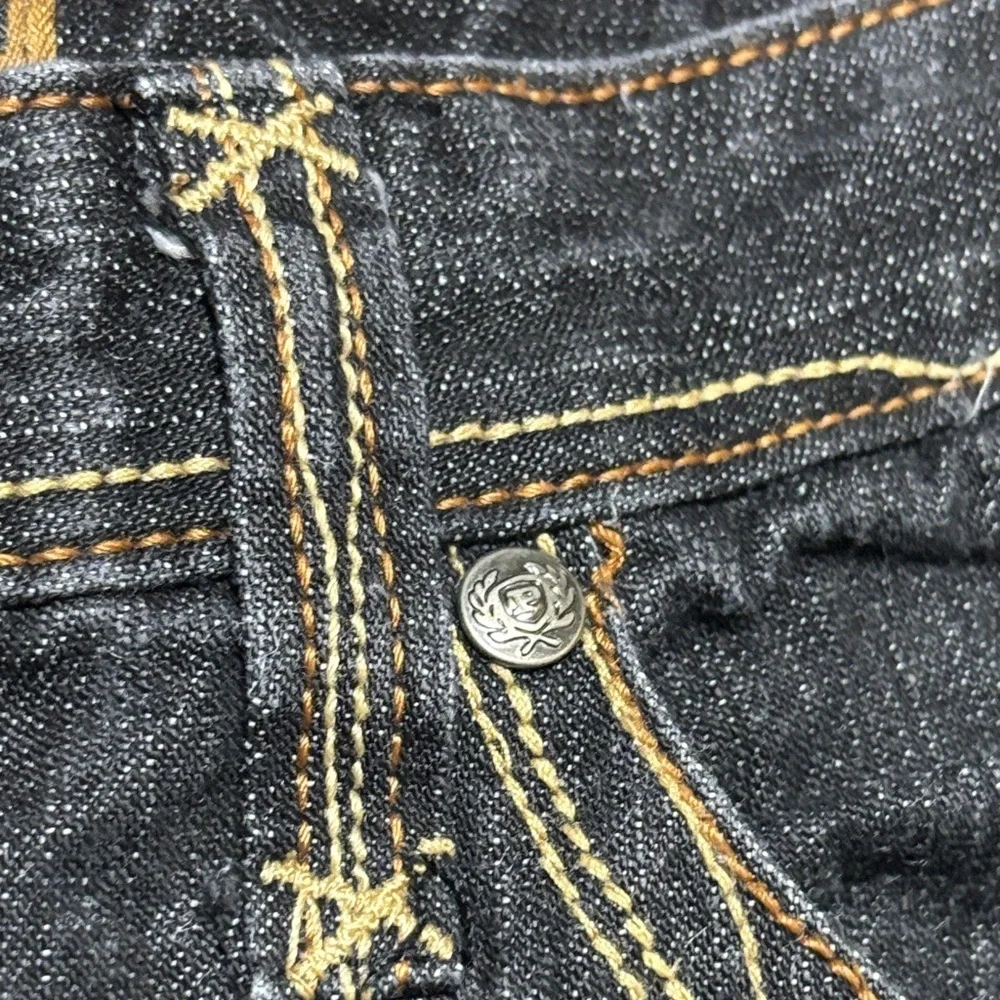 Vtg Phat Farm Embroidered Baggy Jeans Gray Gold Y2K Streetwear 16